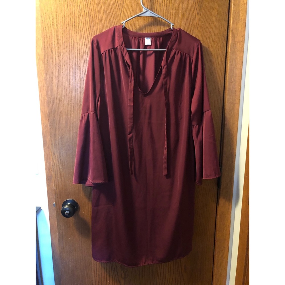 Long sleeved maroon dress with slip